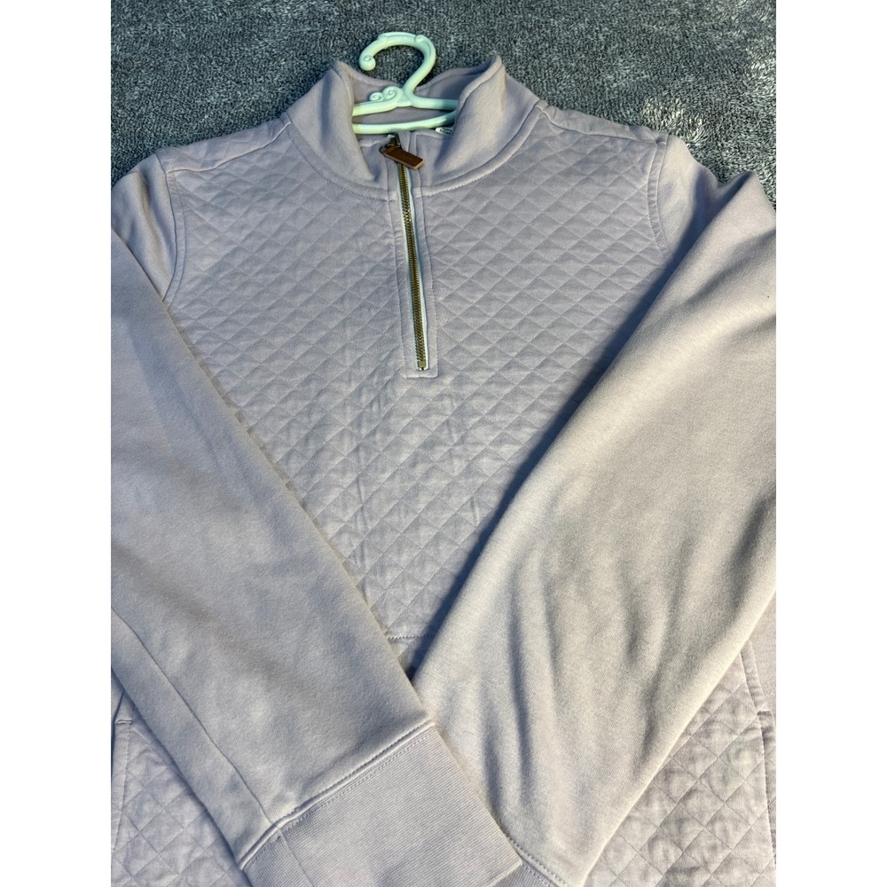 LL Bean Quilted Quarter Zip Pullover Lavender Purple Mock Neck XL
